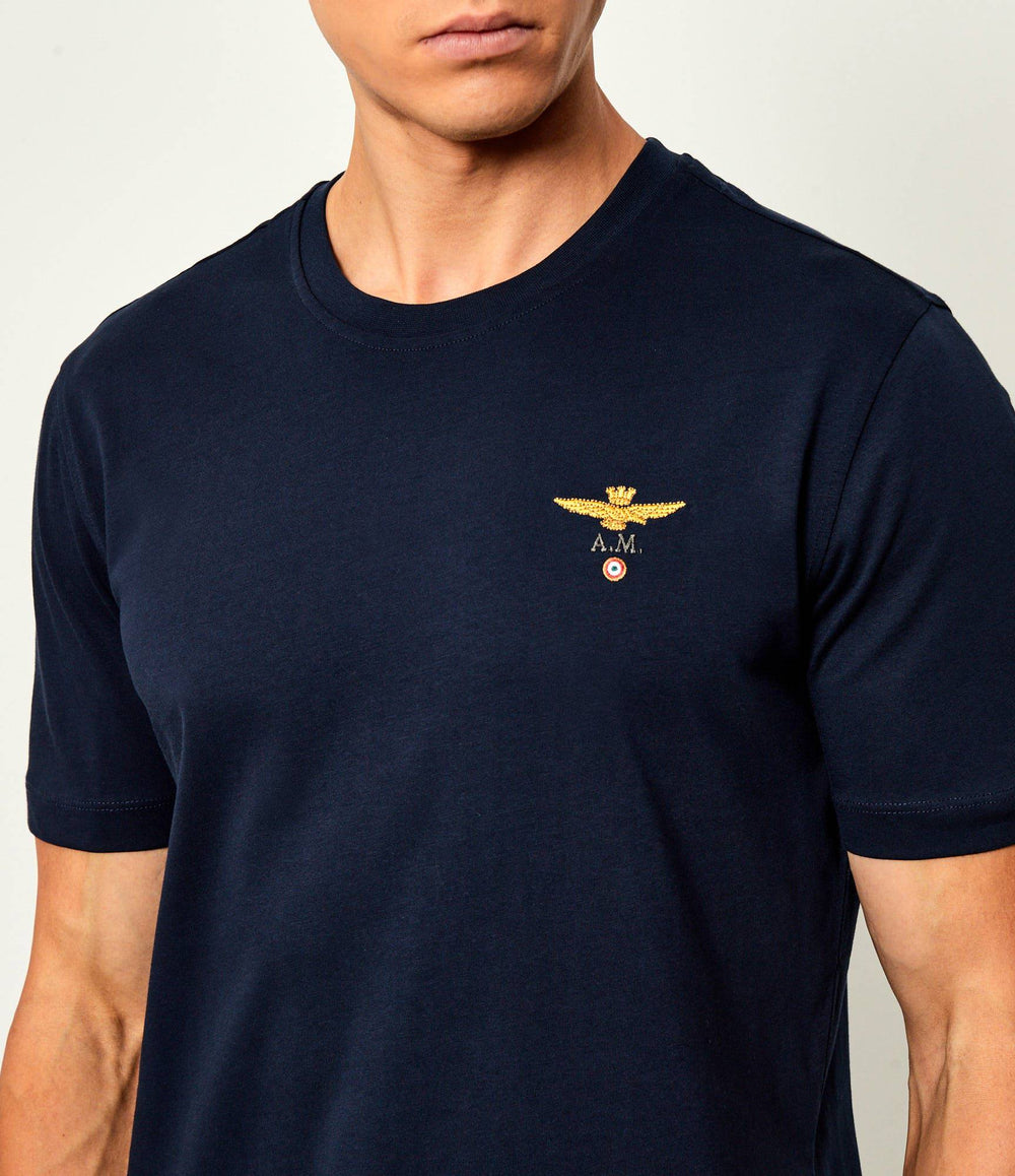 T-SHIRT UOMO AERONAUTICA MILITARE BASIC MEZZA MANICA BLU