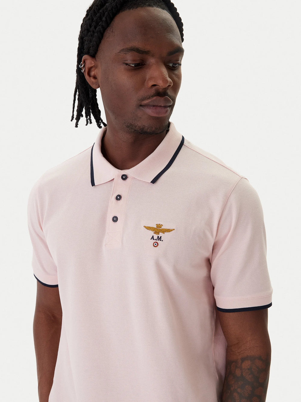 Polo Uomo Aeronautica Militare Basica in Cotone Pique' Rosa
