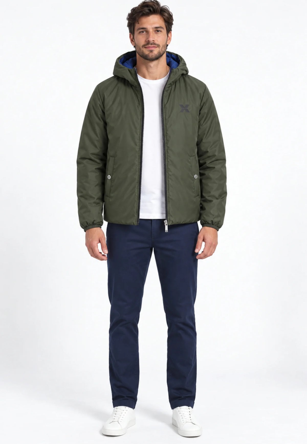 RICHMOND GIUBBOTTO UOMO JACKET UMA26176GB SDL REVERSIBILE VERDE BLU