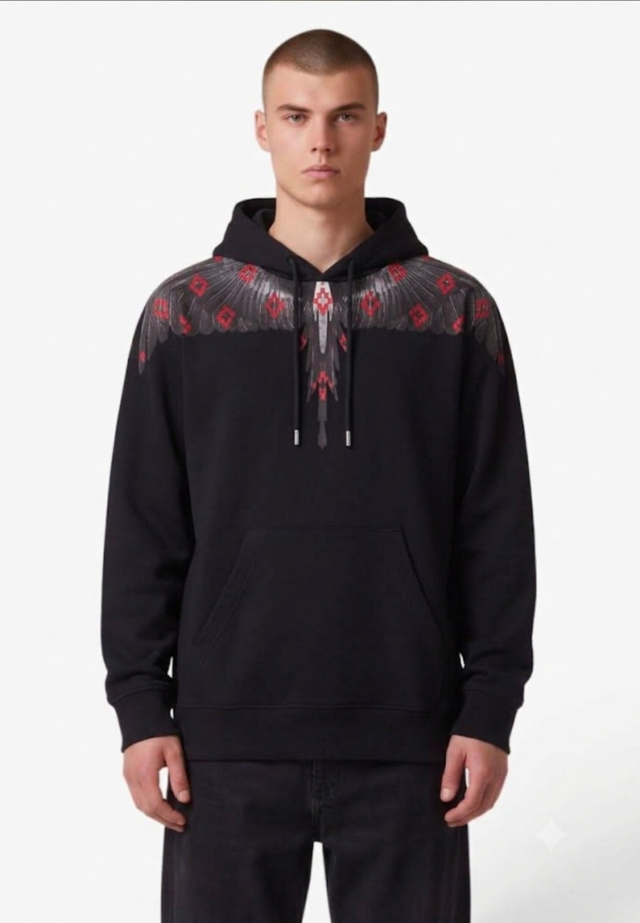 MARCELO BURLON COUNTY OF MILAN FELPA CON CAPPUCCIO F6CMMAHS067 NERO