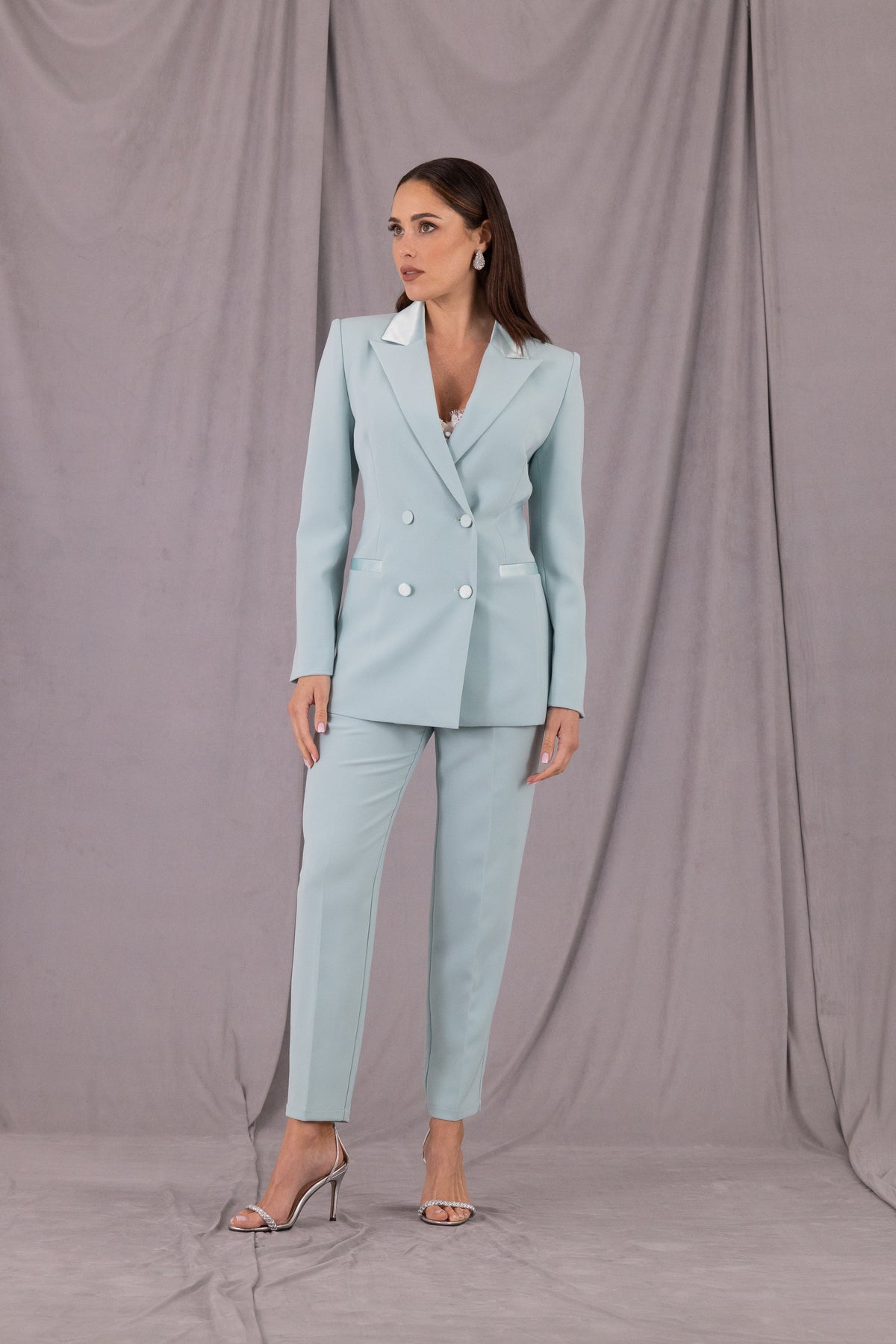 GIACCA SATIN BLAZER AN AIM P0128 MENTA