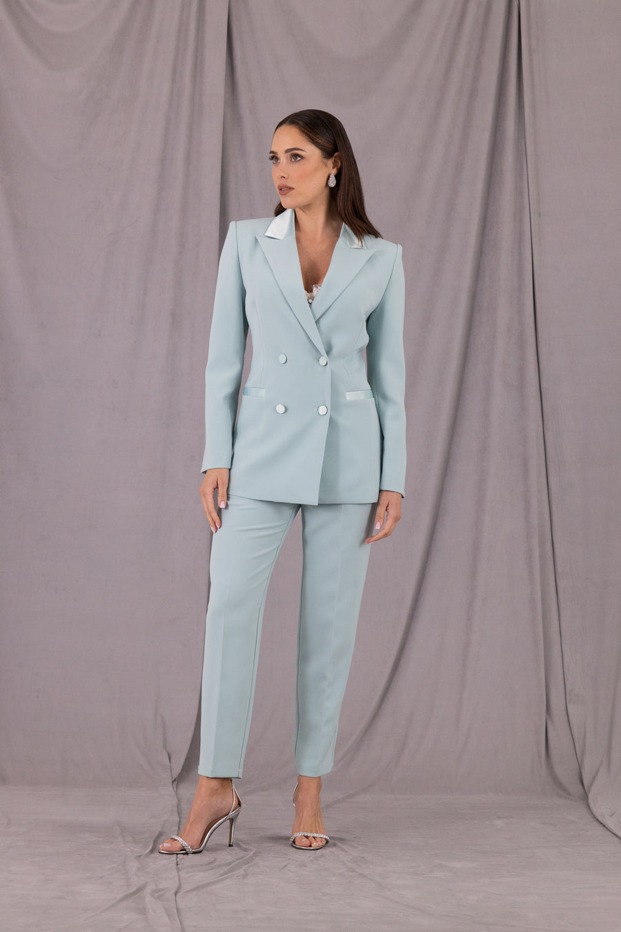 GIACCA SATIN BLAZER AN AIM P0128 MENTA