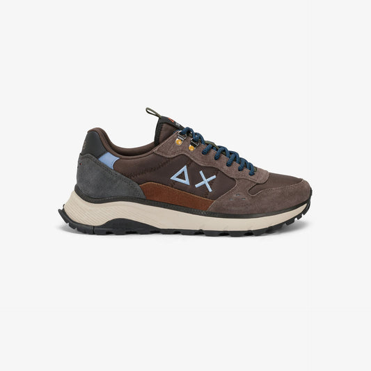 SUN 68 SCARPE Sneaker Fire & Camping in suede e nylon marrone Z46138
