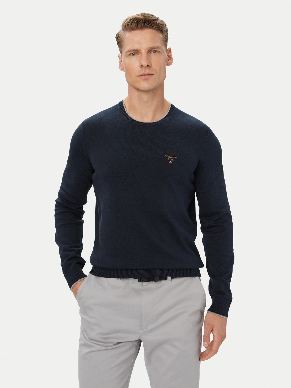 AERONAUTICA MILITARE MAGLIONCINO UOMO CON AQUILA RICAMATA 262MA163UL00506