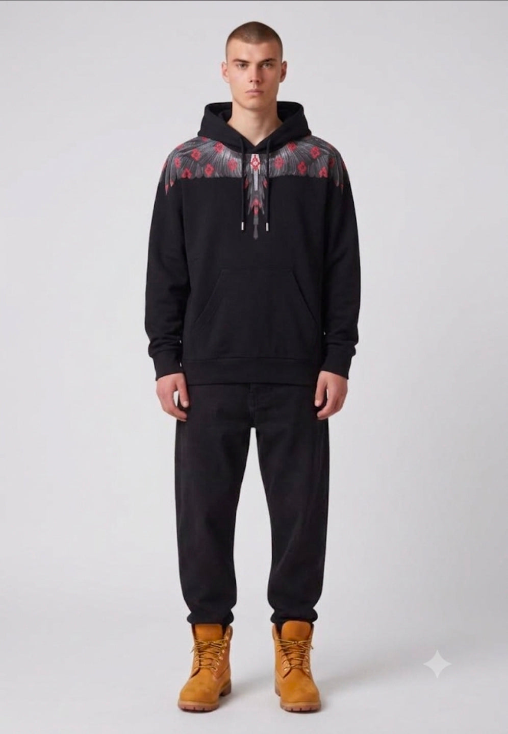 MARCELO BURLON COUNTY OF MILAN FELPA CON CAPPUCCIO F6CMMAHS067 NERO
