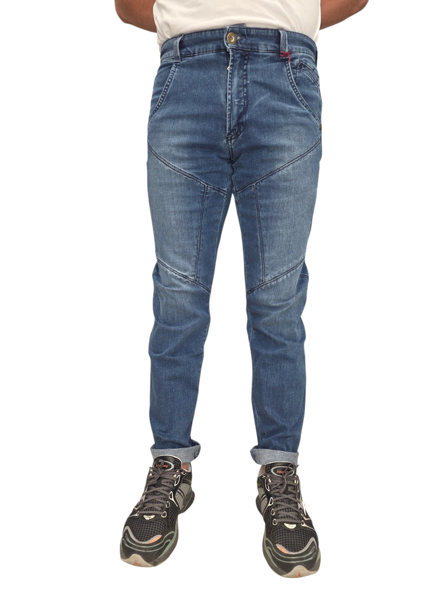 JEANS UOMO 9.2 CARLO CHIONNA ICONICO 5 TASCHE SLIM FIT BLU MEDIO